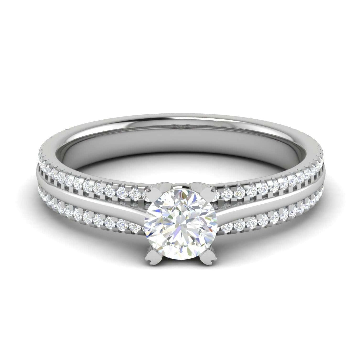 Jewelove™ Rings VS J / Women's Band only 70-Pointer Solitaire Diamond Split Shank Platinum Ring JL PT RP RD 142-B