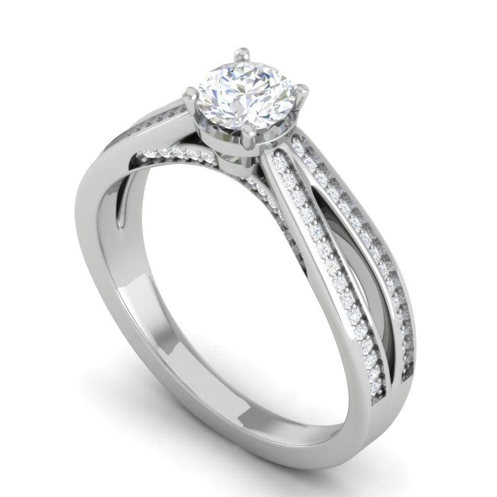 Jewelove™ Rings VS J / Women's Band only 70-Pointer Solitaire Diamond Split Shank Platinum Ring JL PT RP RD 165-B