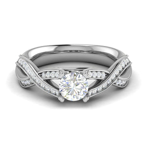 Jewelove™ Rings VS J / Women's Band only 70-Pointer Solitaire Diamond Twisted Shank Platinum Ring JL PT RP RD 148-B