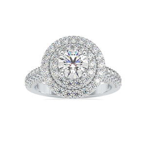 Jewelove™ Rings VS J / Women's Band only 70-Pointer Solitaire Double Halo Diamond Shank Platinum Ring JL PT 0122-B