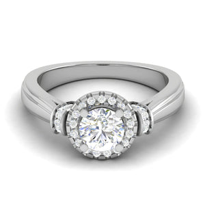 Jewelove™ Rings J VS / Women's Band only 70-Pointer Solitaire Halo Diamond Platinum Engagement Ring JL PT WB5996E-B