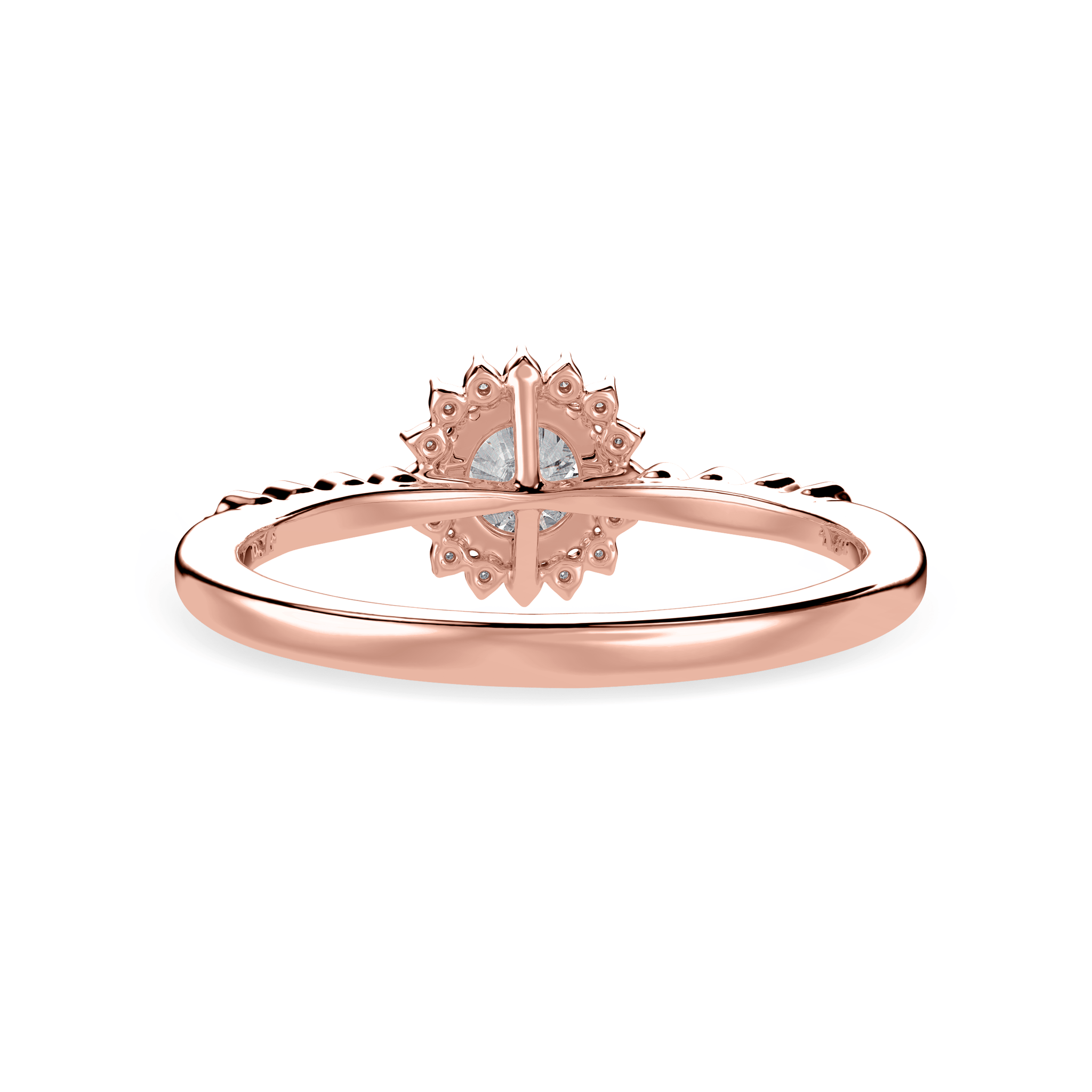 Jewelove™ Rings Women's Band only / VS J 70-Pointer Solitaire Halo Diamond Shank 18K Rose Gold Ring JL AU 1247R-B