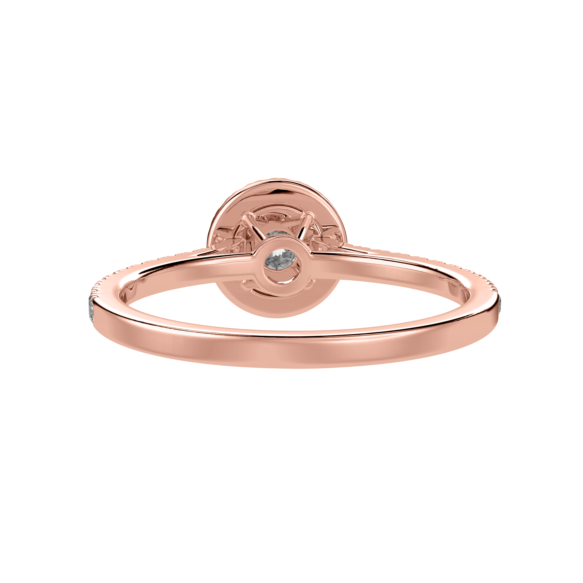 Jewelove™ Rings Women's Band only / VS J 70-Pointer Solitaire Halo Diamond Shank 18K Rose Gold Ring JL AU 1294R-B