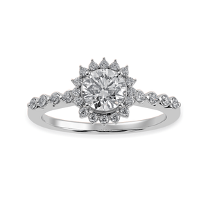 Jewelove™ Rings J VS / Women's Band only 70-Pointer Solitaire Halo Diamond Shank Platinum Ring JL PT 1247-B