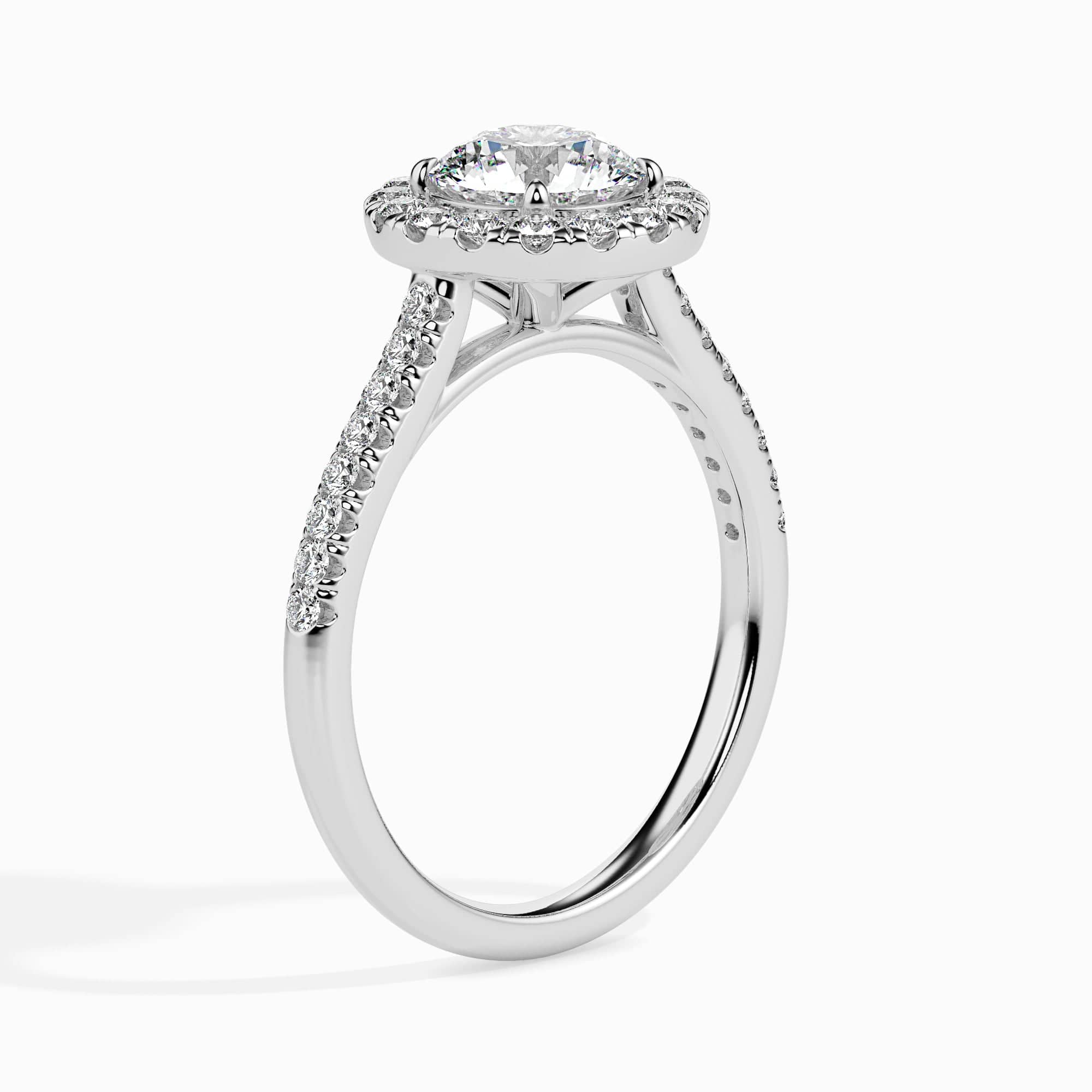 Jewelove™ Rings J VS / Women's Band only 70-Pointer Solitaire Halo Diamond Shank Platinum Ring JL PT 19031-B