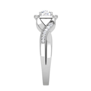 Jewelove™ Rings VS J / Women's Band only 70-Pointer Solitaire Halo Diamond Single Twisted Shank Platinum Ring for Women JL PT RV RD 123-B