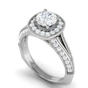 Jewelove™ Rings J VS / Women's Band only 70-Pointer Solitaire Halo Platinum Split Shank Engagement Ring JL PT WB5982E-B