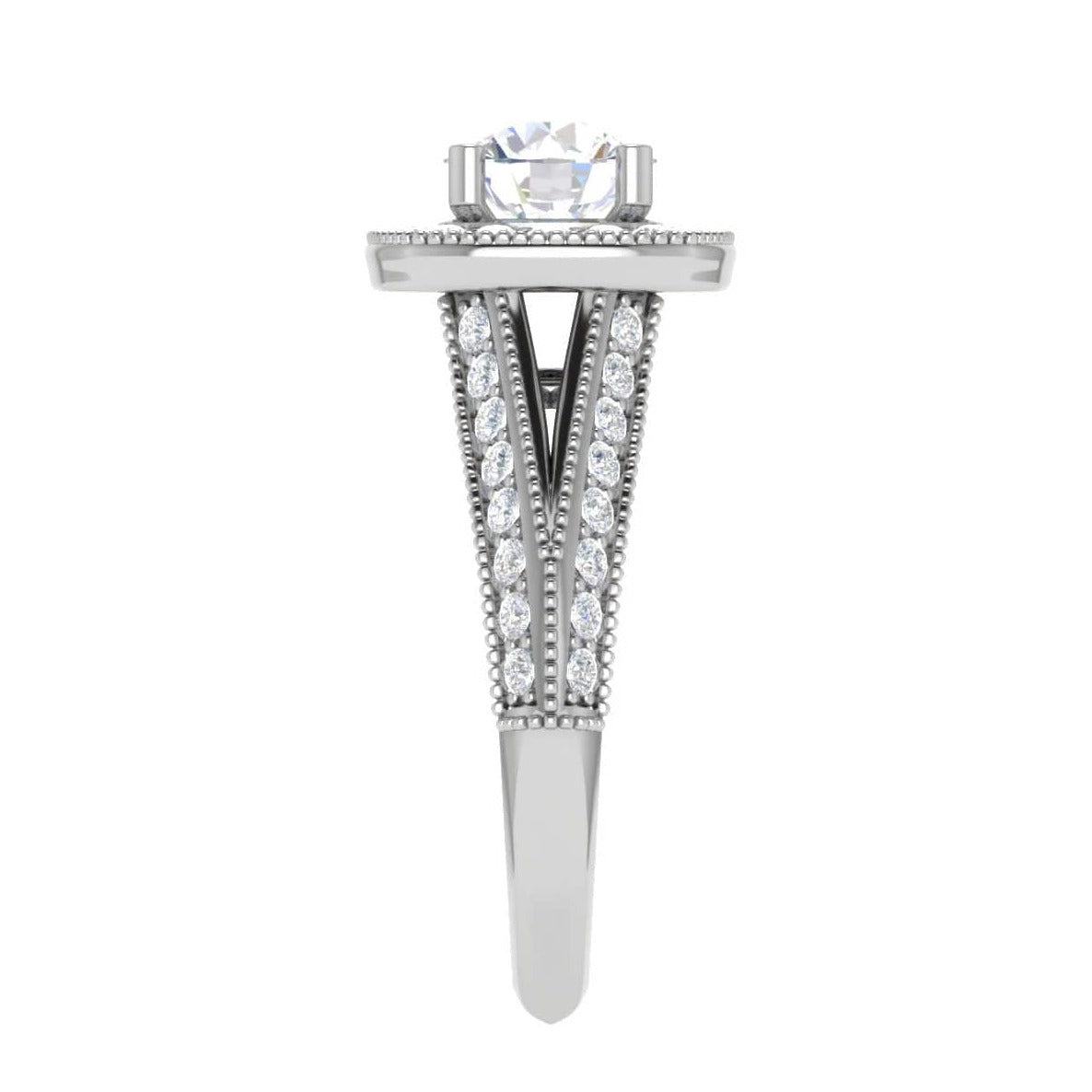 Jewelove™ Rings J VS / Women's Band only 70-Pointer Solitaire Halo Platinum Split Shank Engagement Ring JL PT WB5982E-B