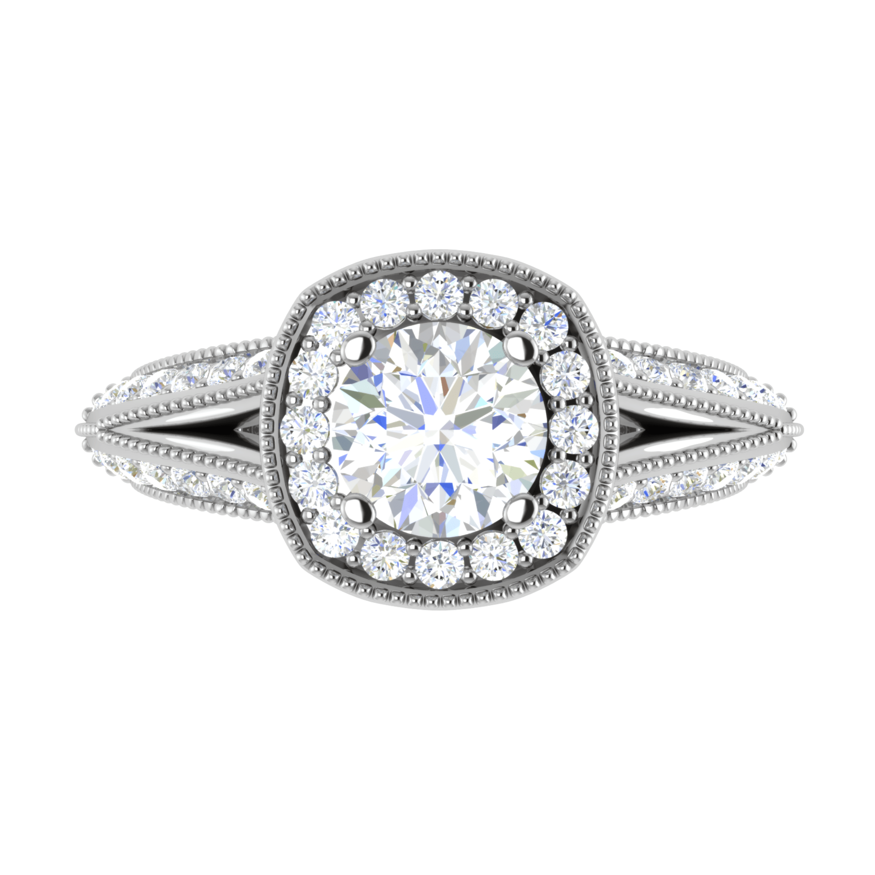 Jewelove™ Rings J VS / Women's Band only 70-Pointer Solitaire Halo Platinum Split Shank Engagement Ring JL PT WB5982E-B