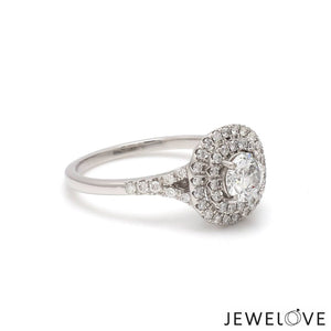 Jewelove™ Rings J VS / Women's Band only 70-Pointer Solitaire Platinum Double Halo Diamond Spilt Shank Ring JL PT 1268