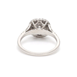 Jewelove™ Rings J VS / Women's Band only 70-Pointer Solitaire Platinum Double Halo Diamond Spilt Shank Ring JL PT 1268