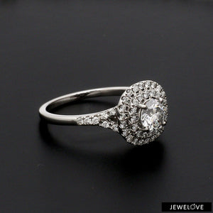 Jewelove™ Rings J VS / Women's Band only 70-Pointer Solitaire Platinum Double Halo Diamond Spilt Shank Ring JL PT 1268