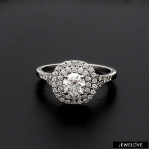 Jewelove™ Rings J VS / Women's Band only 70-Pointer Solitaire Platinum Double Halo Diamond Spilt Shank Ring JL PT 1268