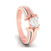 Jewelove™ Rings Women's Band only / VS J 70-Pointer Solitaire with 2-Row Diamond Shank 18K Rose Gold Ring JL AU G 116R-B