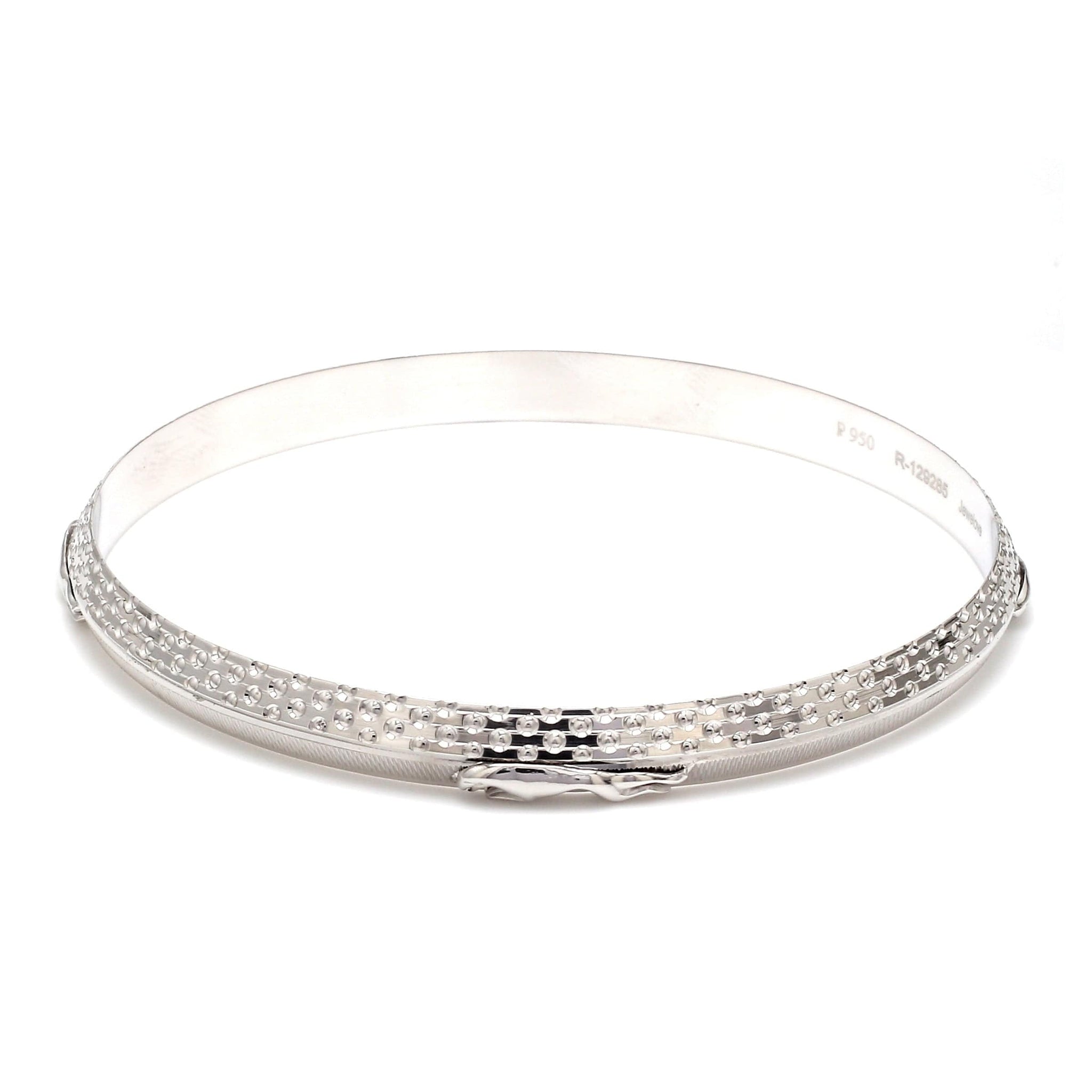 Jewelove™ Bangles & Bracelets 7mm Platinum Jaguar Kada for Men JL PTB 1270