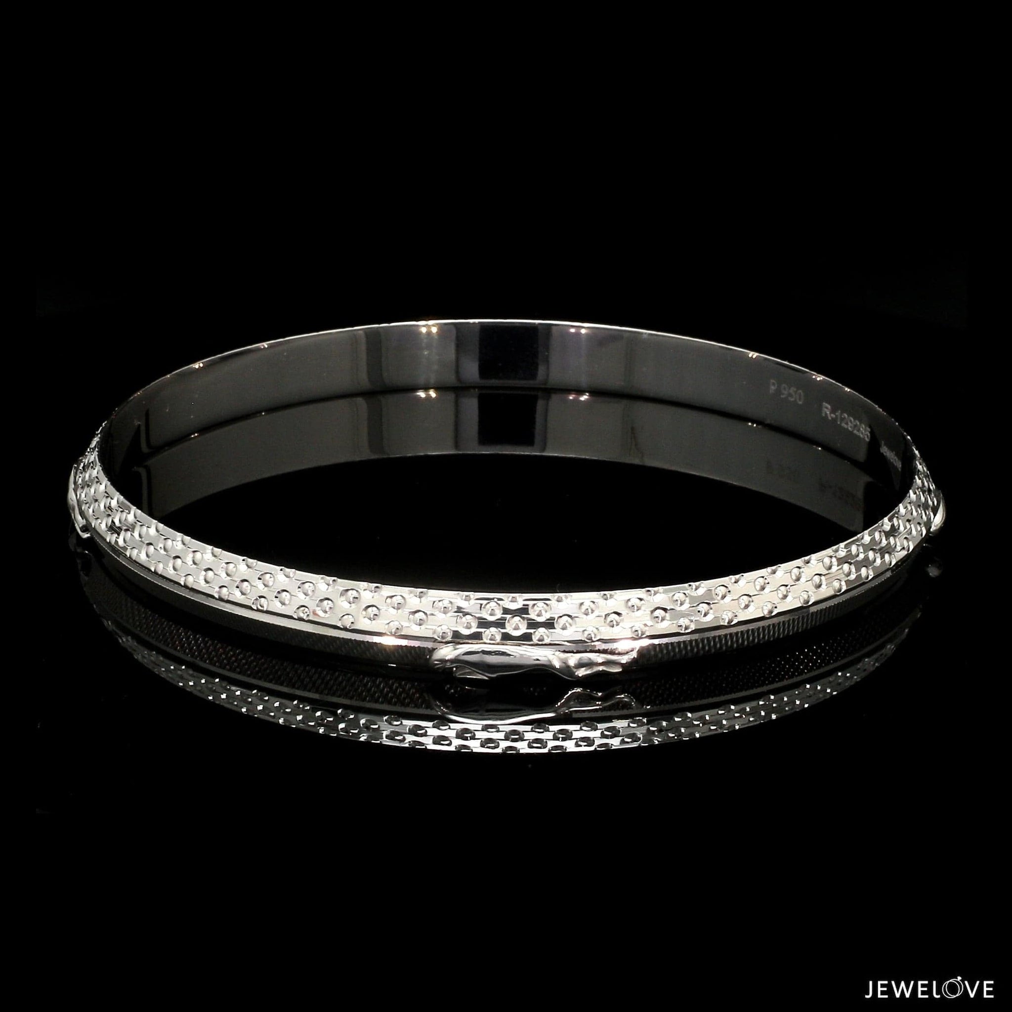 Jewelove™ Bangles & Bracelets 7mm Platinum Jaguar Kada for Men JL PTB 1270