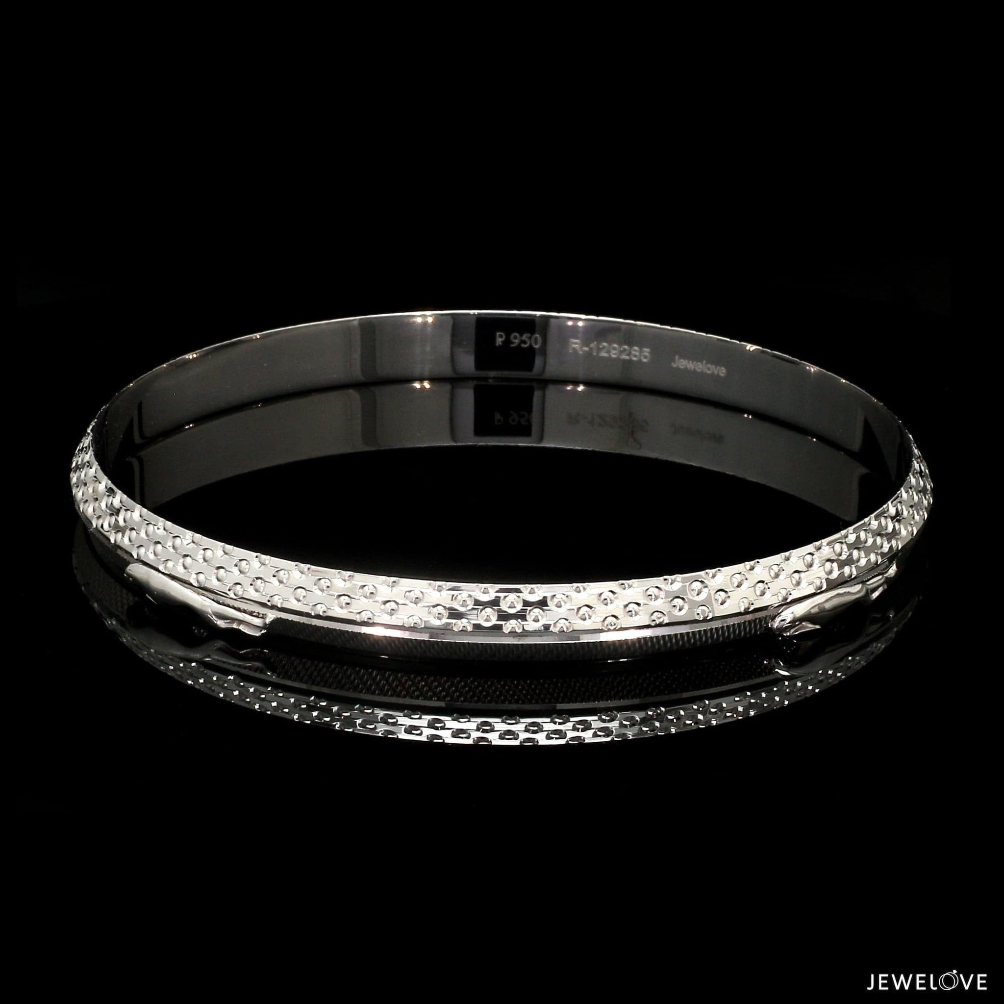 Jewelove™ Bangles & Bracelets 7mm Platinum Jaguar Kada for Men JL PTB 1270