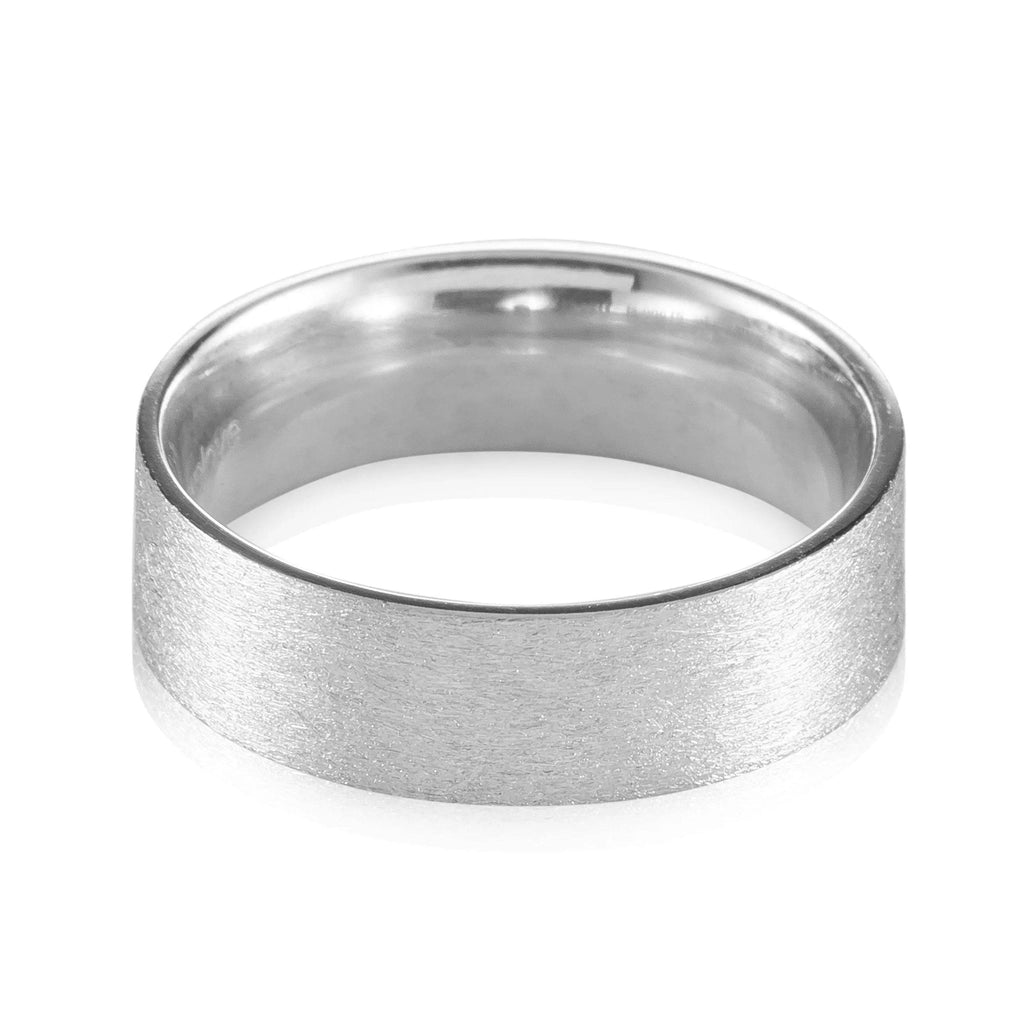 Jewelove™ Rings Men's Band only 7mm Satin Finish Flat Platinum Band for Men JL PT 467