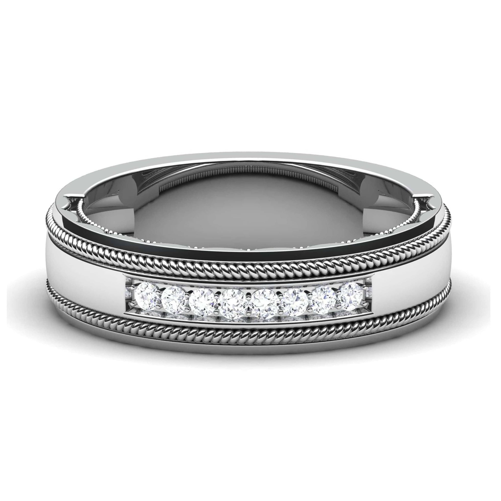 Jewelove™ Rings 8 Diamond Platinum Ring with Milgrain Finish JL PT 6755