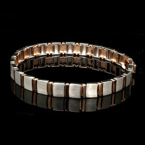 Jewelove™ Bangles & Bracelets 8mm Platinum & Rose Gold Bracelet for Men JL PTB 1063