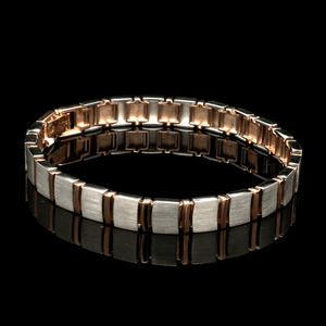 Jewelove™ Bangles & Bracelets 8mm Platinum & Rose Gold Bracelet for Men JL PTB 1063