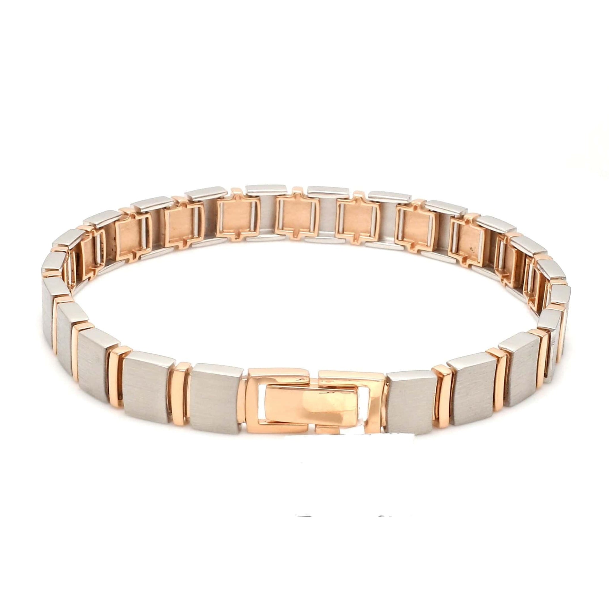 Jewelove™ Bangles & Bracelets 8mm Platinum & Rose Gold Bracelet for Men JL PTB 1063