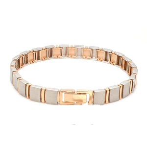 Jewelove™ Bangles & Bracelets 8mm Platinum & Rose Gold Bracelet for Men JL PTB 1063