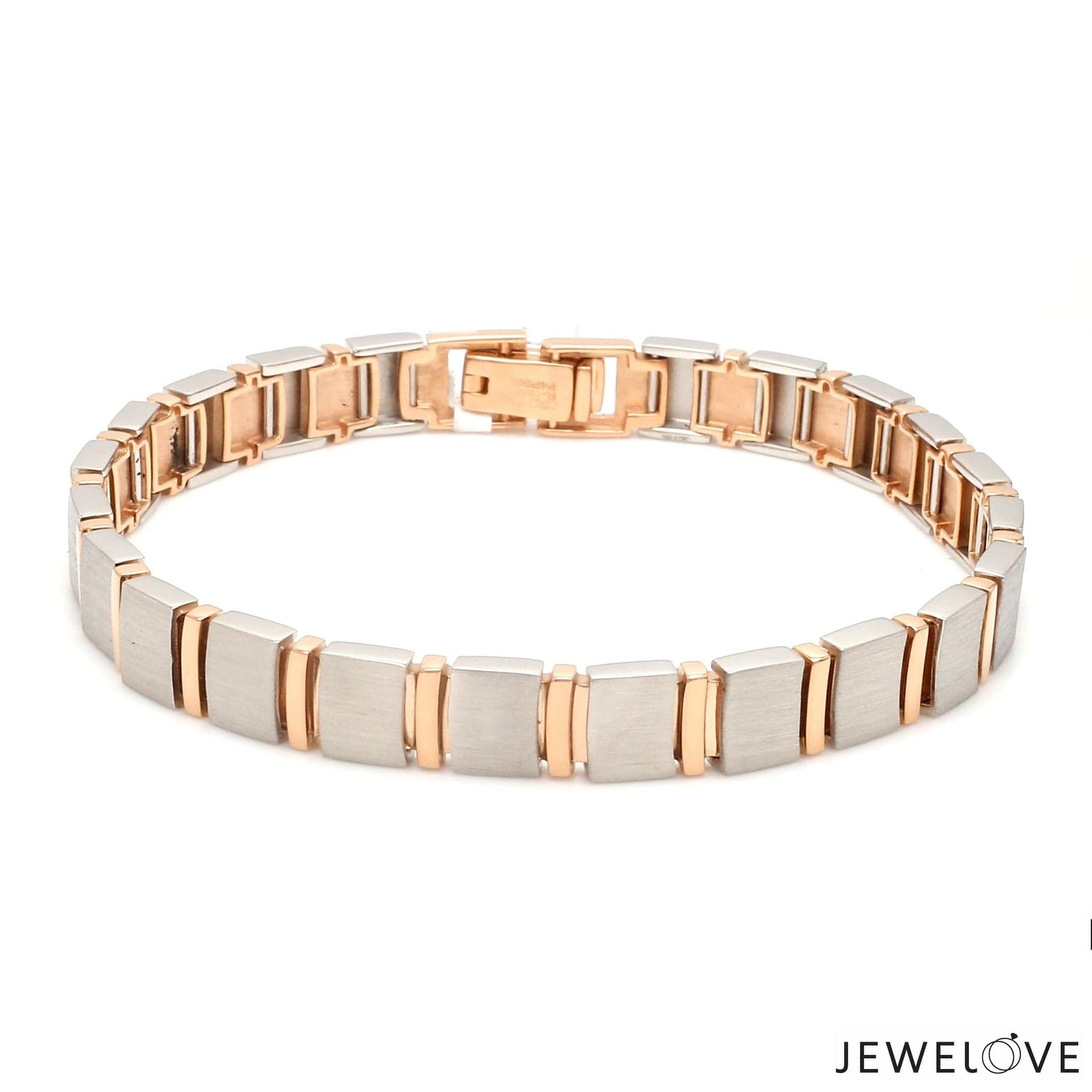 Jewelove™ Bangles & Bracelets 8mm Platinum & Rose Gold Bracelet for Men JL PTB 1063