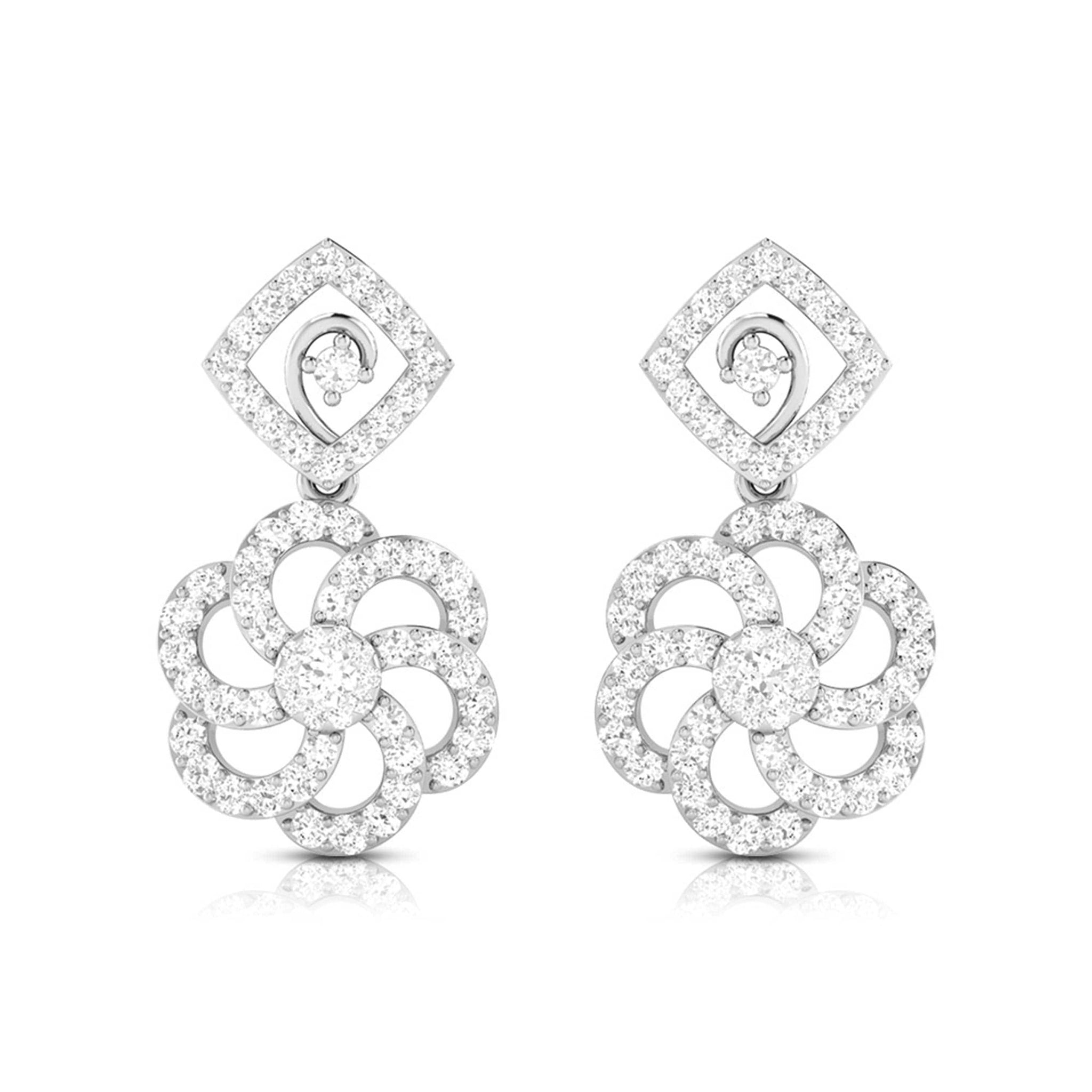 Jewelove™ Earrings SI IJ Beautiful Hanging Clusters Platinum Earrings with Diamonds for Women JL PT E NK-15