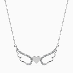 Jewelove™ Pendants SI IJ Beautiful Platinum Diamonds Heart Wings Pendant for Women JL PT P 18030