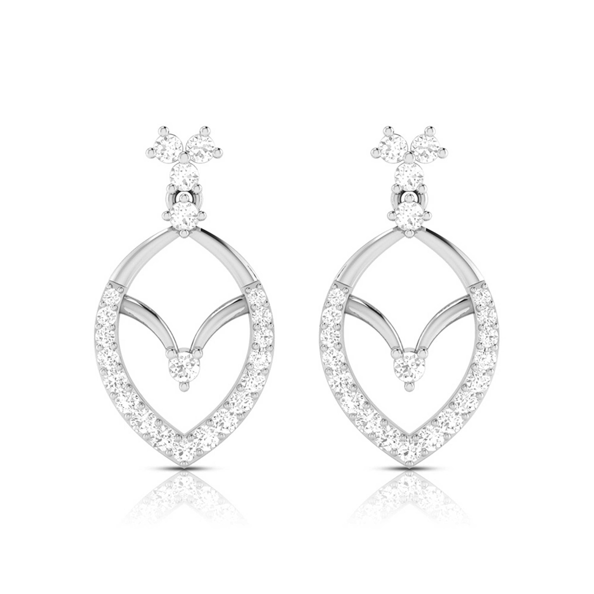 Jewelove™ Earrings SI IJ Beautiful Platinum Earrings with Diamonds for Women JL PT E N-37