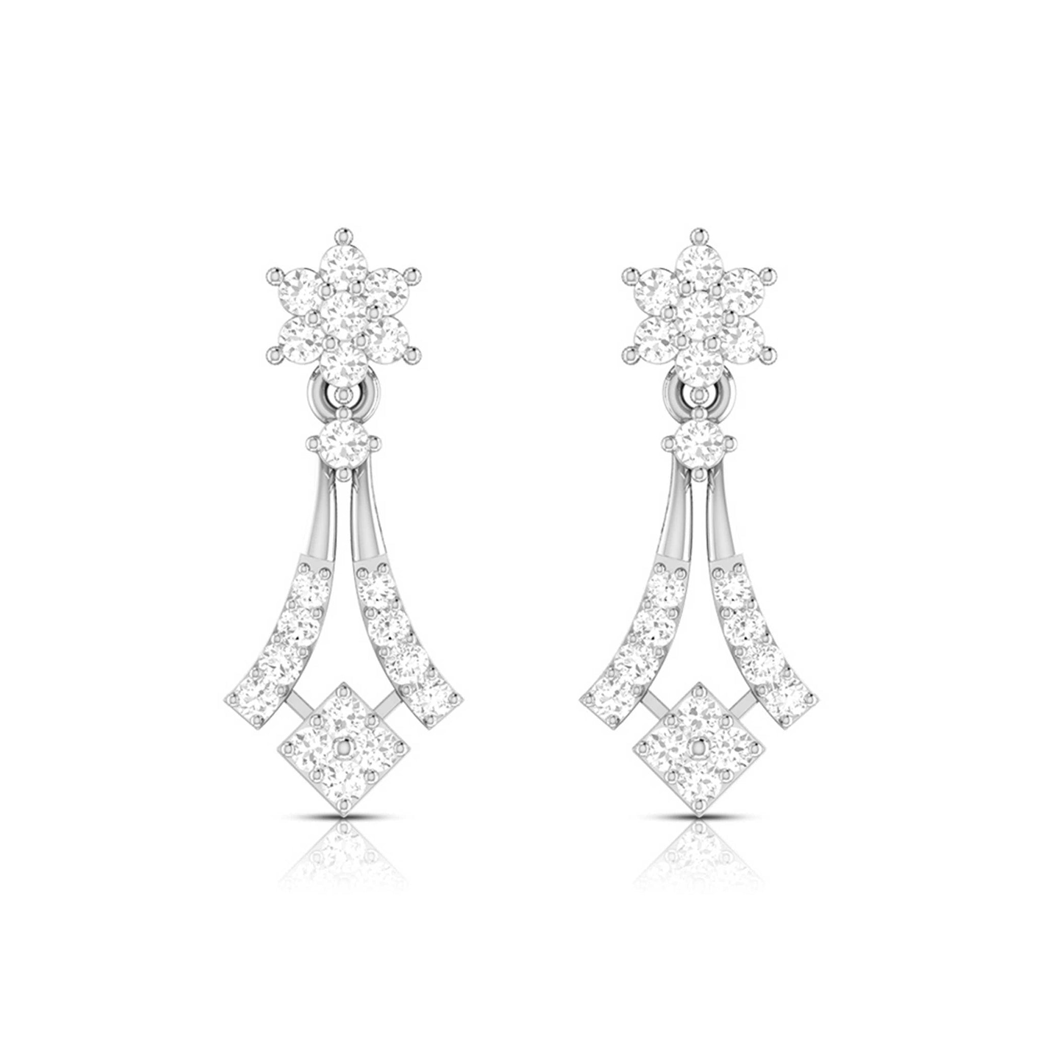 Jewelove™ Earrings SI IJ Beautiful Platinum Earrings with Diamonds for Women JL PT E N-40