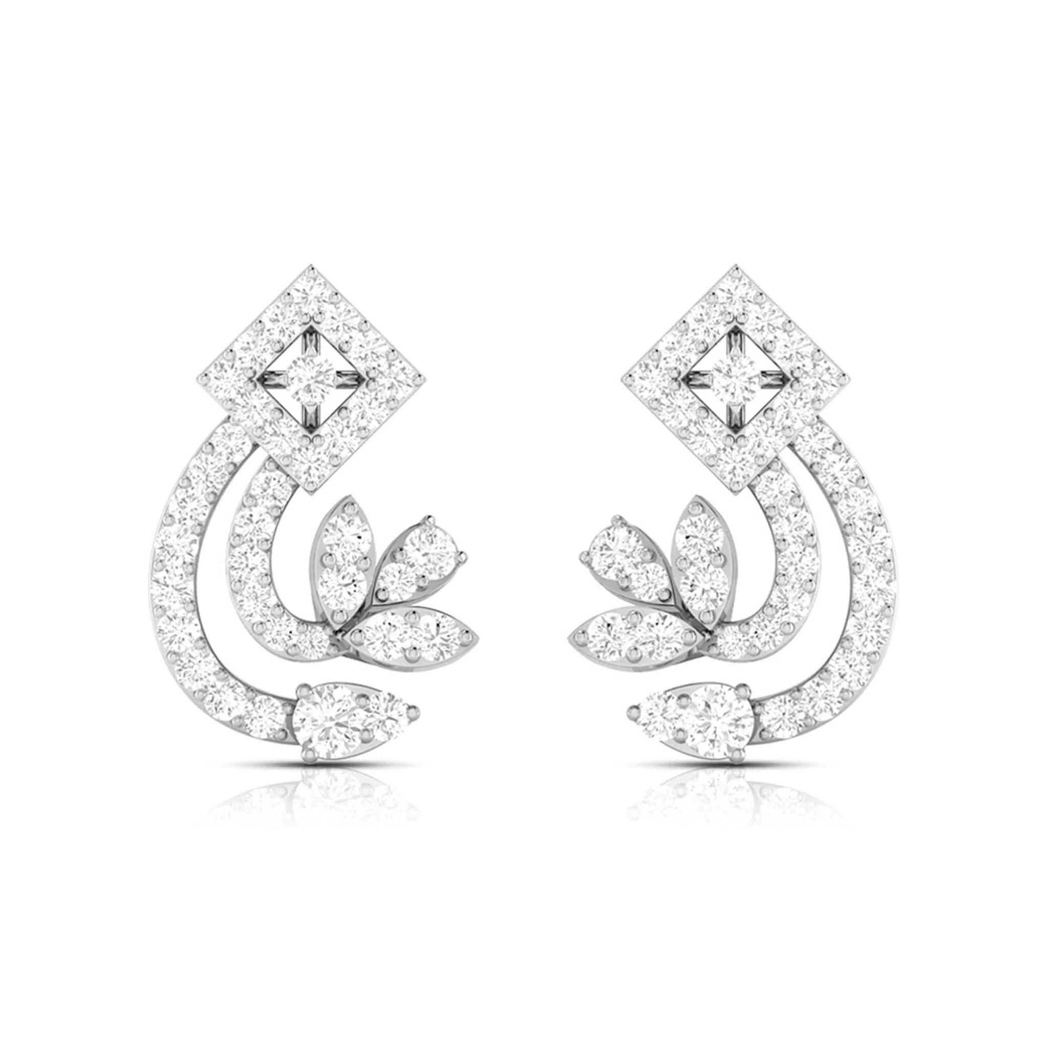 Jewelove™ Earrings Beautiful Platinum Earrings with Diamonds for Women JL PT E ST 2093