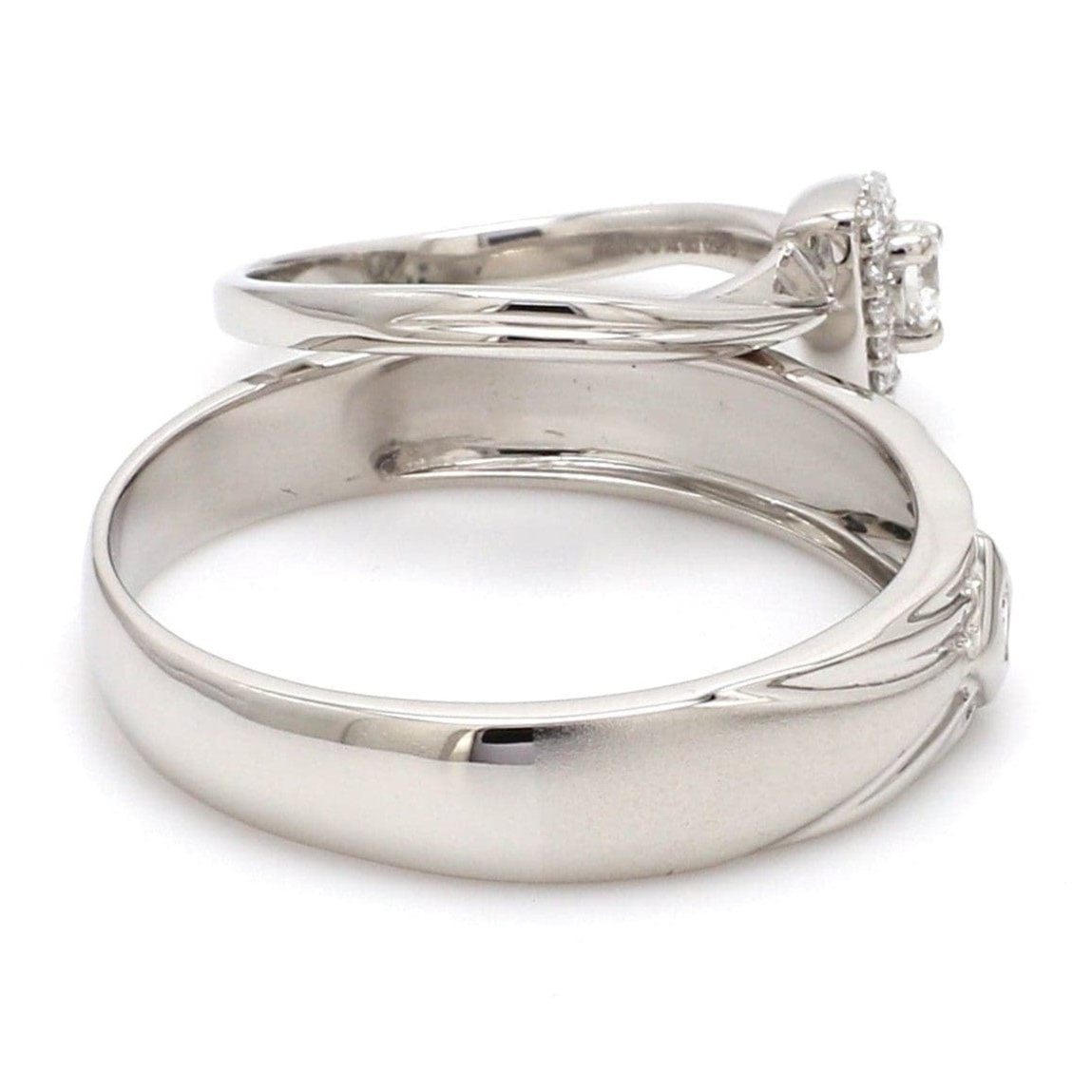 Jewelove™ Rings Beautiful Platinum Love Bands with Diamonds JL PT 903