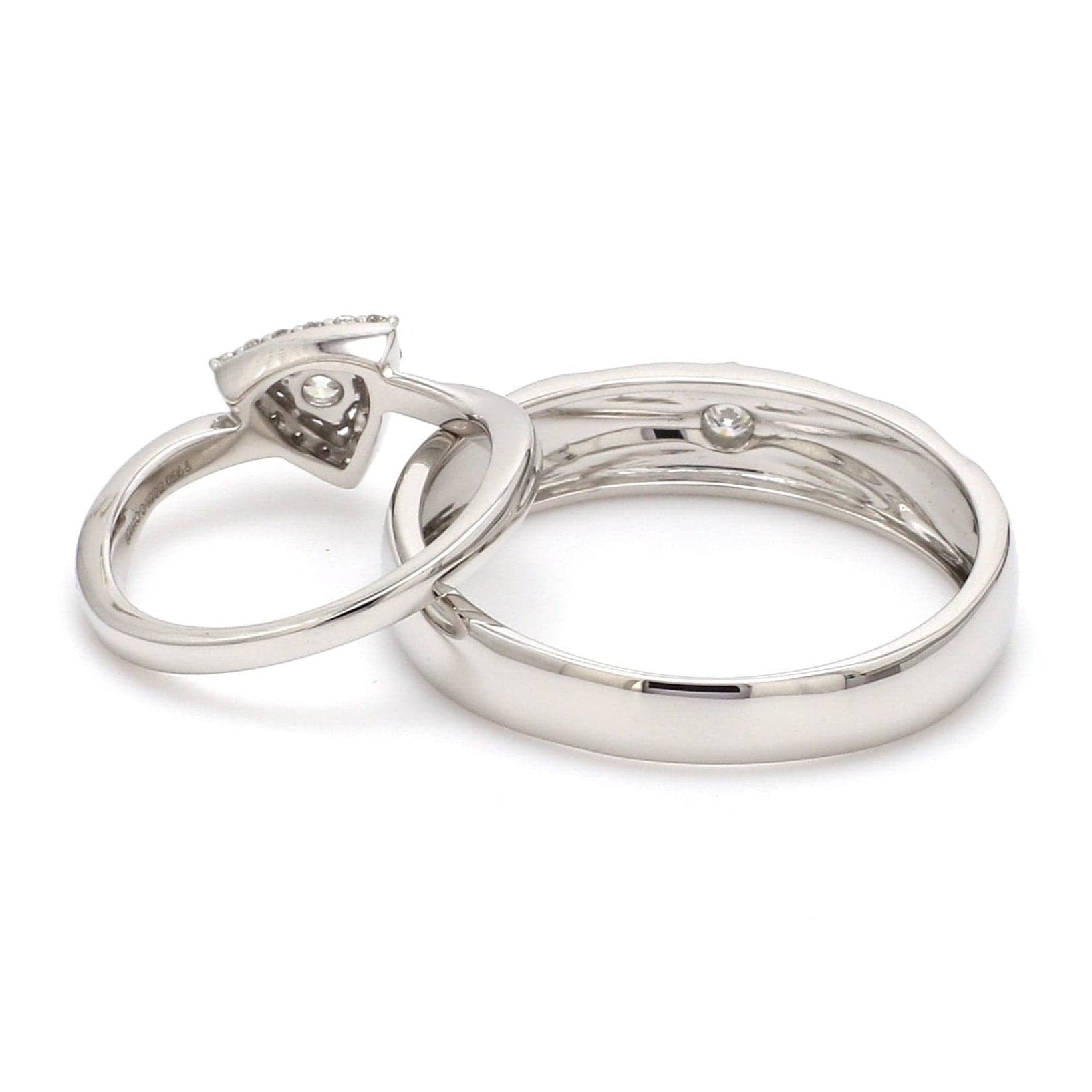 Jewelove™ Rings Beautiful Platinum Love Bands with Diamonds JL PT 903