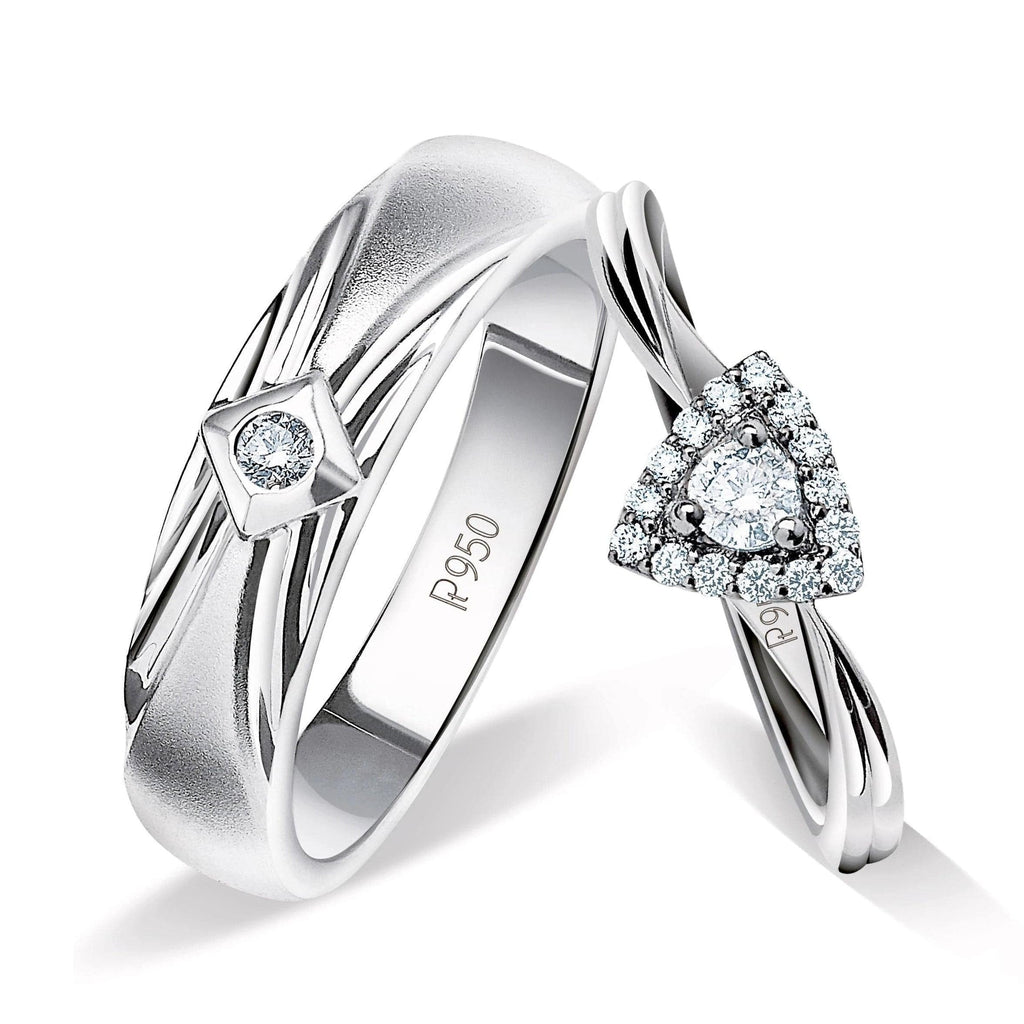 Jewelove™ Rings Beautiful Platinum Love Bands with Diamonds JL PT 903