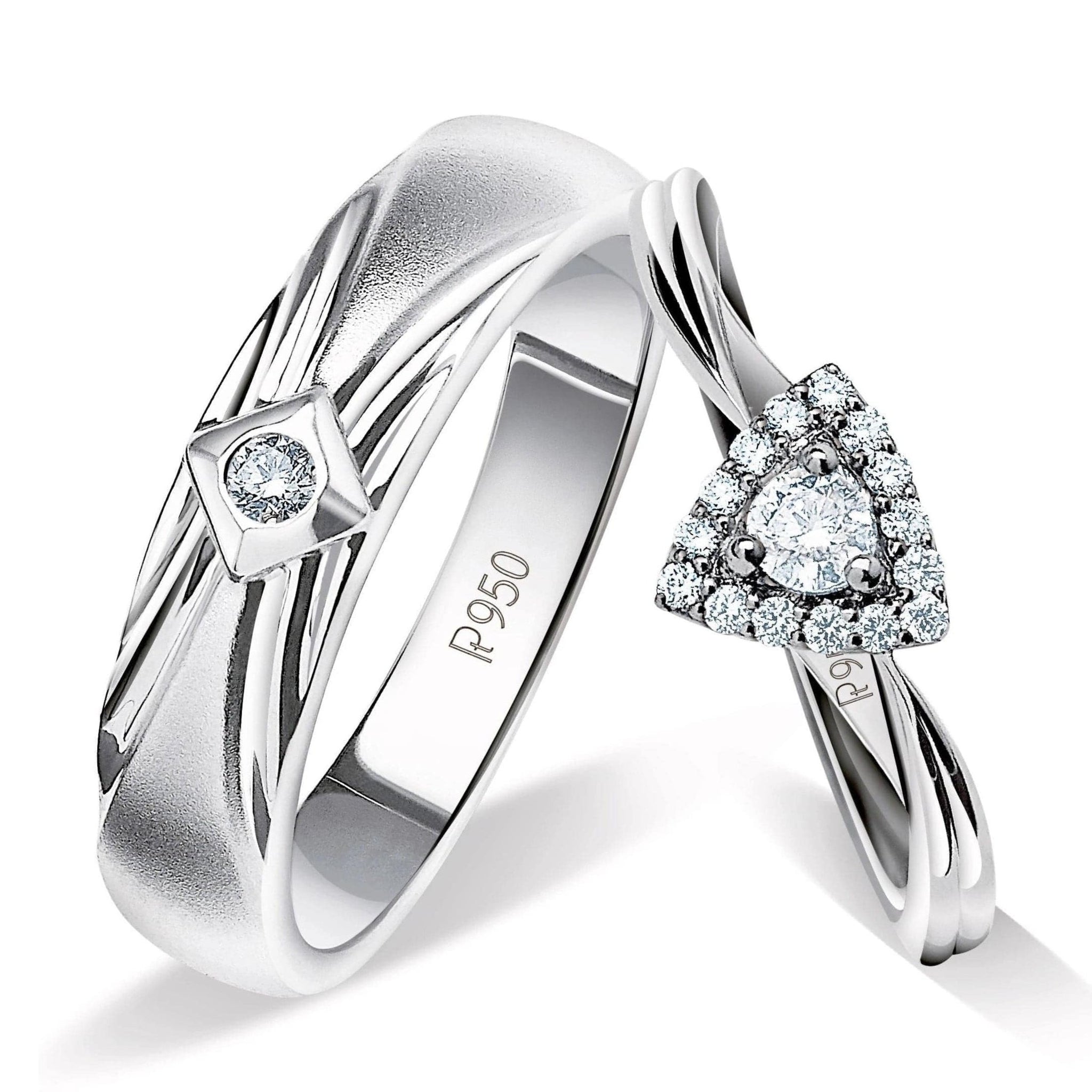 Jewelove™ Rings Beautiful Platinum Love Bands with Diamonds JL PT 903