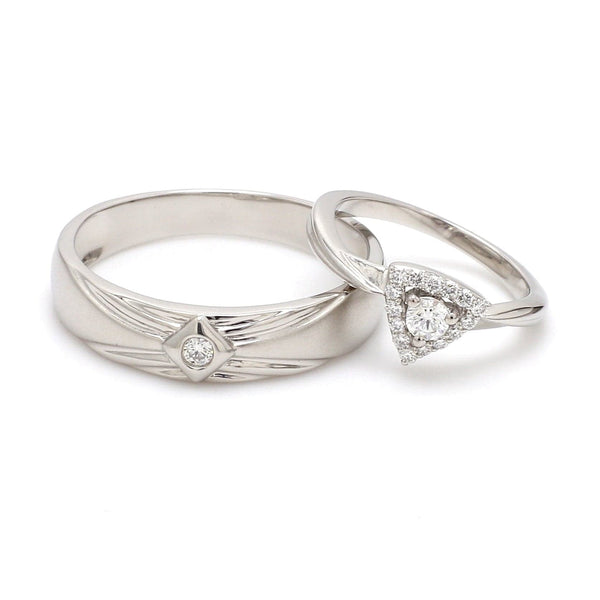 Jewelove™ Rings Beautiful Platinum Love Bands with Diamonds JL PT 903