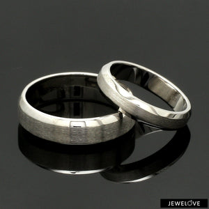 Jewelove™ Rings Beveled Edges Plain Platinum Couple Ring JL PT 616 - A Solid