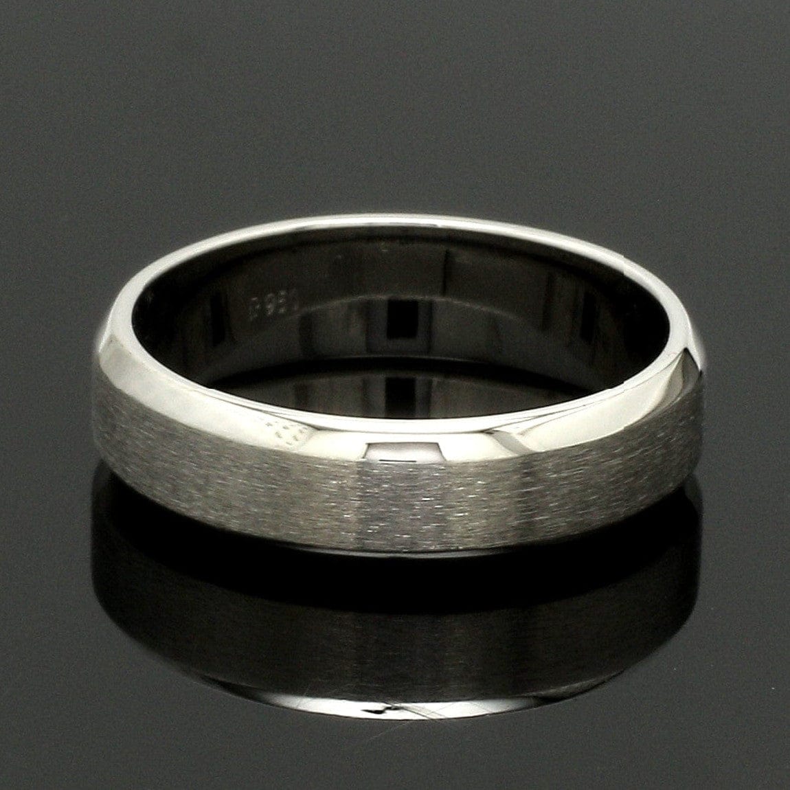 Jewelove™ Rings Beveled Edges Plain Platinum Couple Ring JL PT 616 - A Solid