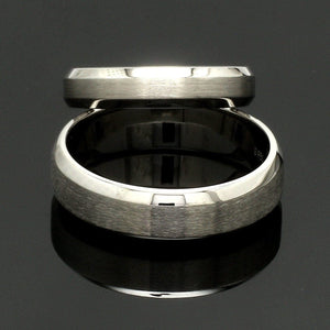 Jewelove™ Rings Beveled Edges Plain Platinum Couple Ring JL PT 616 - A Solid