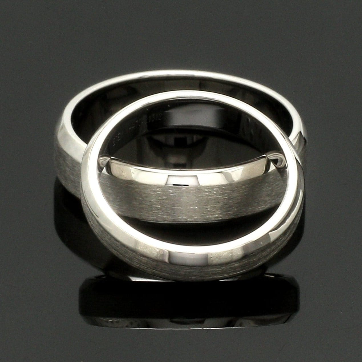 Jewelove™ Rings Beveled Edges Plain Platinum Couple Ring JL PT 616 - A Solid