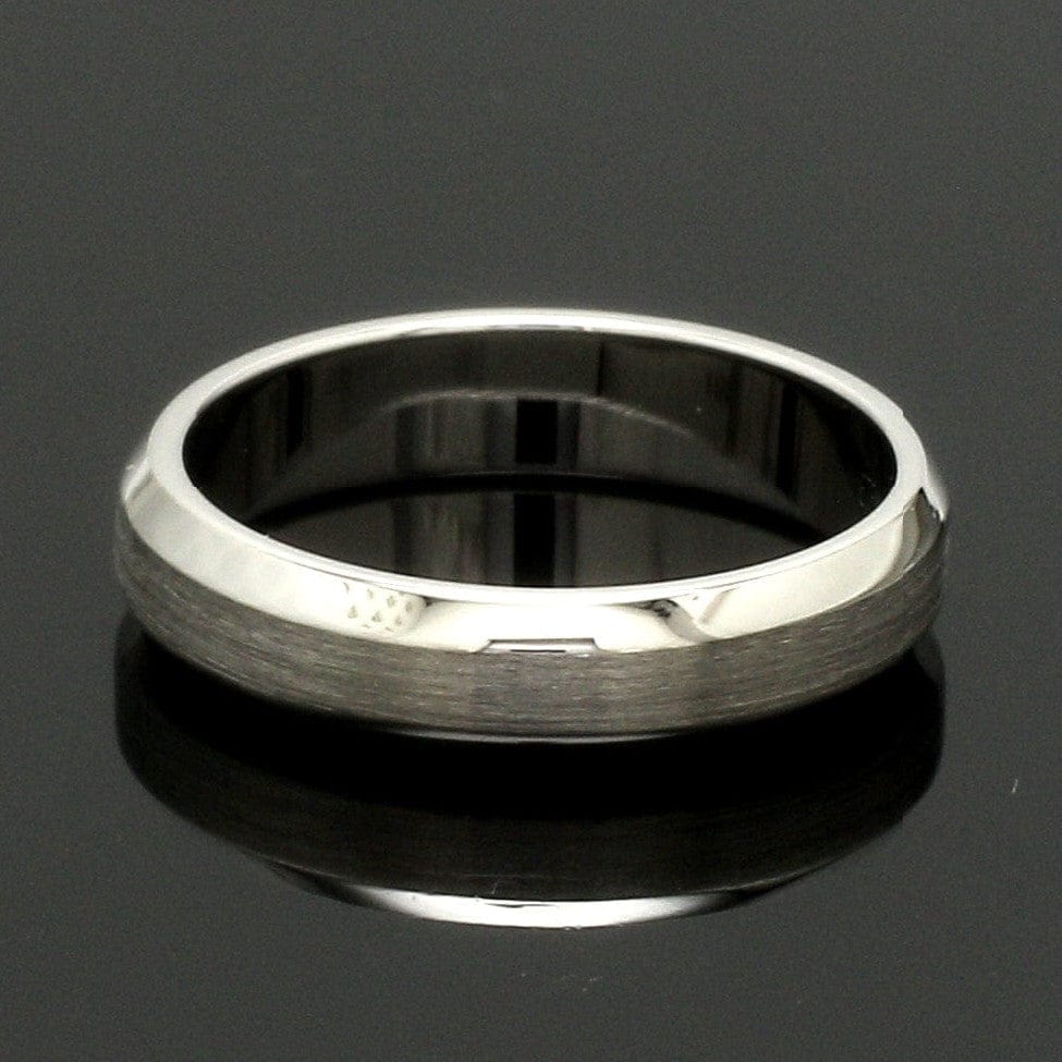 Jewelove™ Rings Beveled Edges Plain Platinum Couple Ring JL PT 616 - A Solid