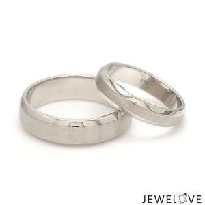 Jewelove™ Rings Beveled Edges Plain Platinum Couple Ring JL PT 616 - A Solid