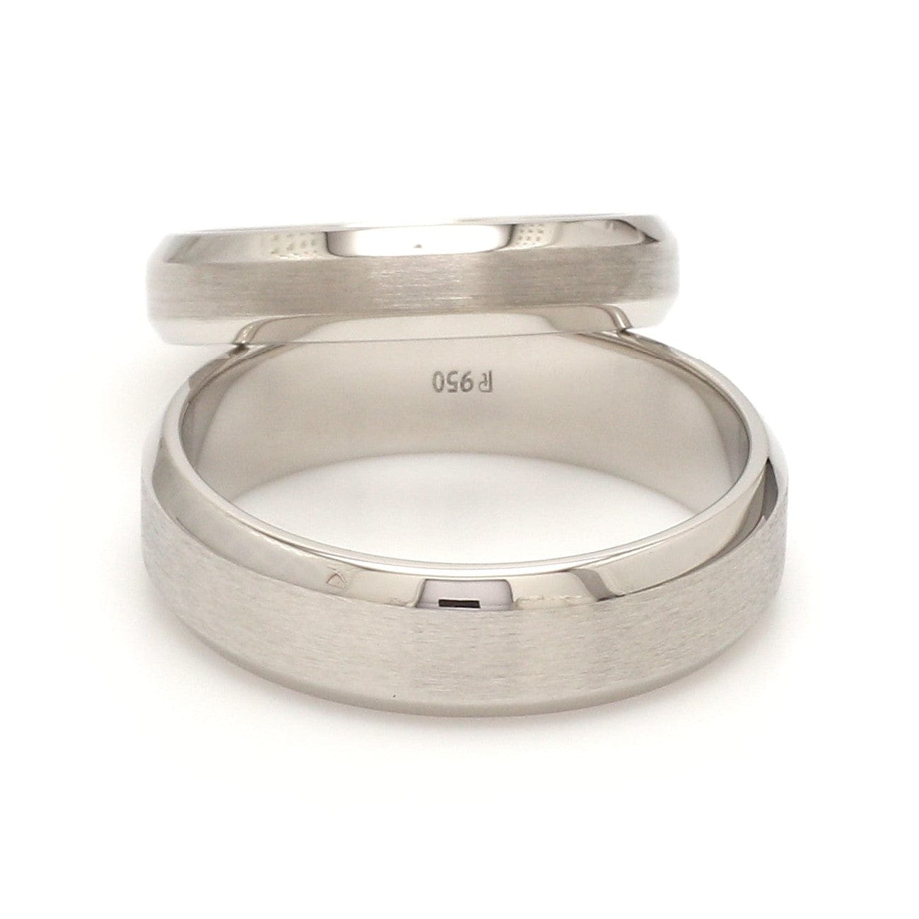 Jewelove™ Rings Beveled Edges Plain Platinum Couple Ring JL PT 616 - A Solid