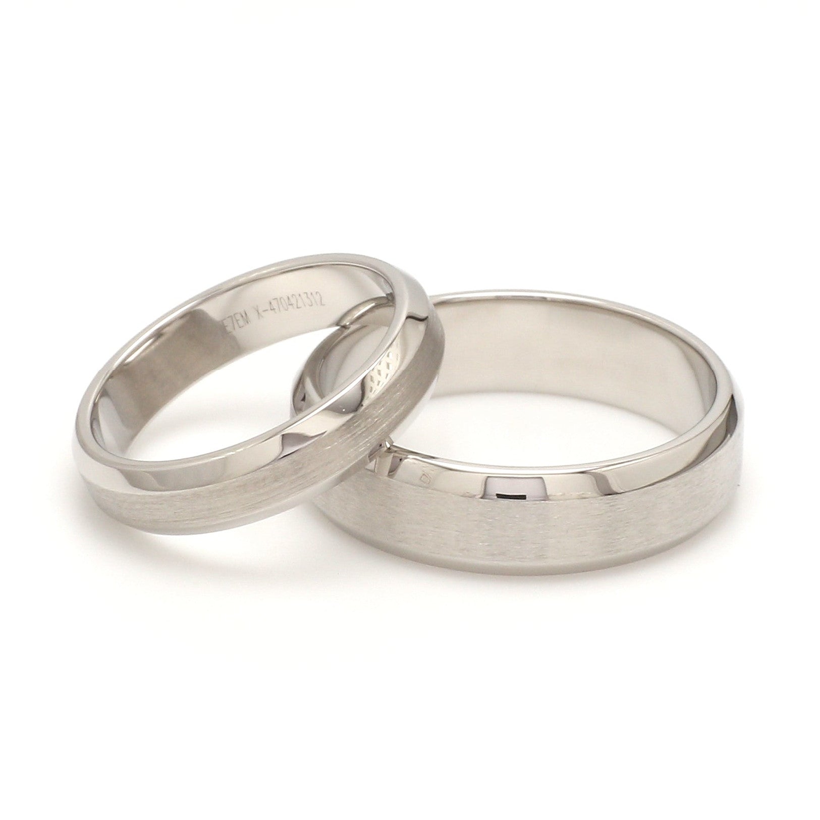 Jewelove™ Rings Beveled Edges Plain Platinum Couple Ring JL PT 616 - A Solid