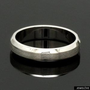 Jewelove™ Rings Beveled Edges Plain Platinum Couple Ring JL PT 616 - A Solid