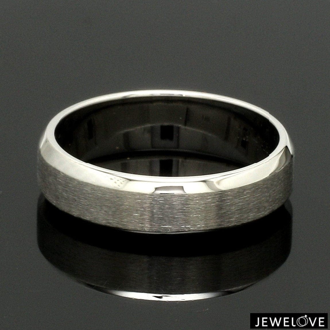 Jewelove™ Rings Beveled Edges Plain Platinum Couple Ring JL PT 616 - A Solid