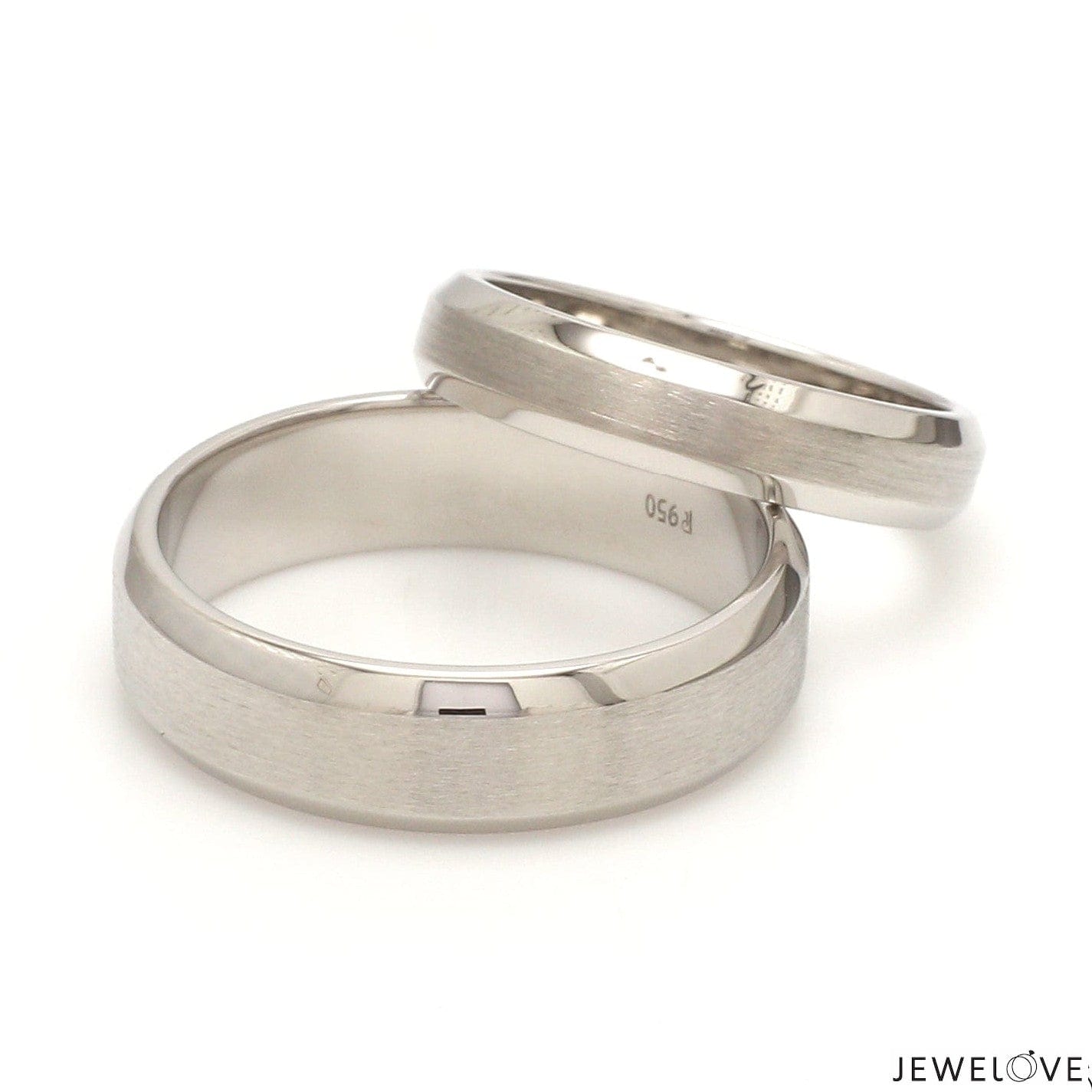 Jewelove™ Rings Beveled Edges Plain Platinum Couple Ring JL PT 616 - A Solid