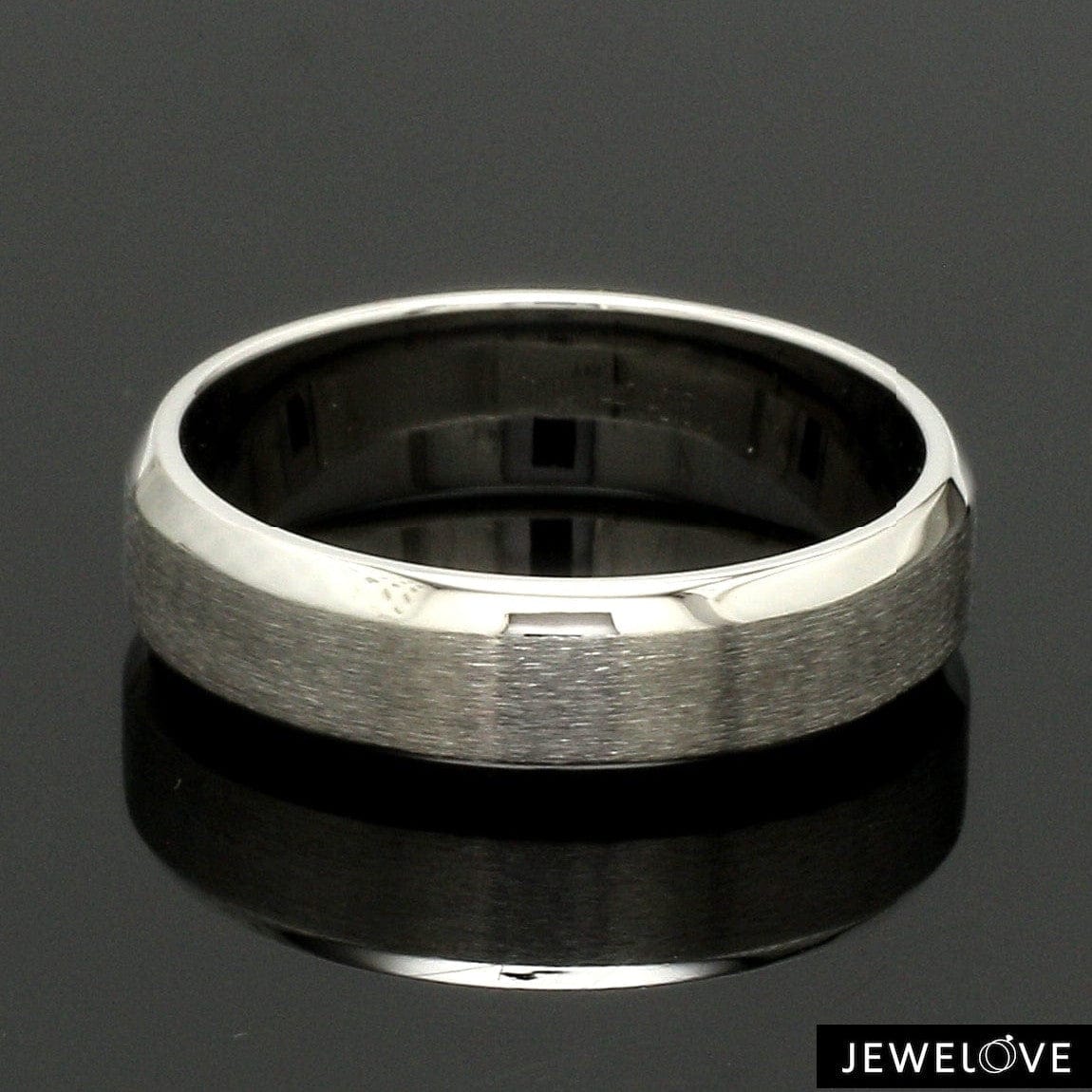 Jewelove™ Rings Beveled Edges Plain Platinum Couple Ring JL PT 616 - A Solid